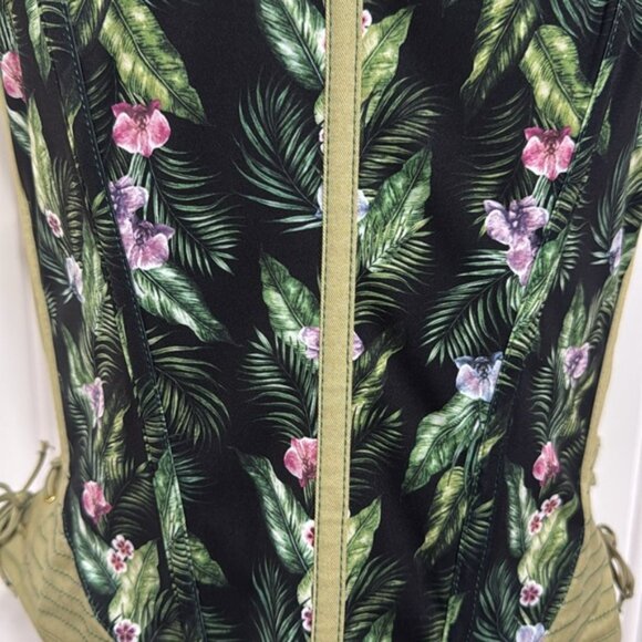 NWT Corset Story Tapestry Inspired Floral Green Zip Up Corset Top size 34” - Picture 9 of 11